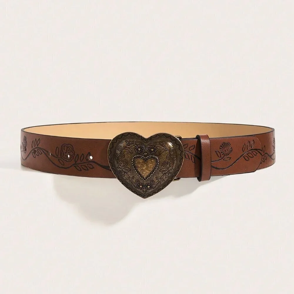Brown Casual Women's Polyurethane Buckle Belt western Boho